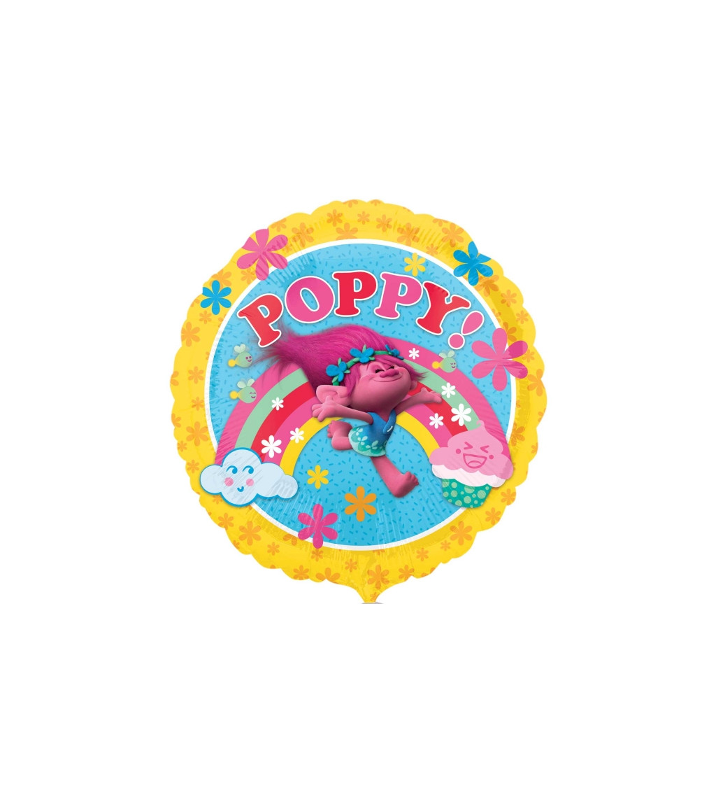 Fóliový balónek - kulatý s nápisem "POPPY!"