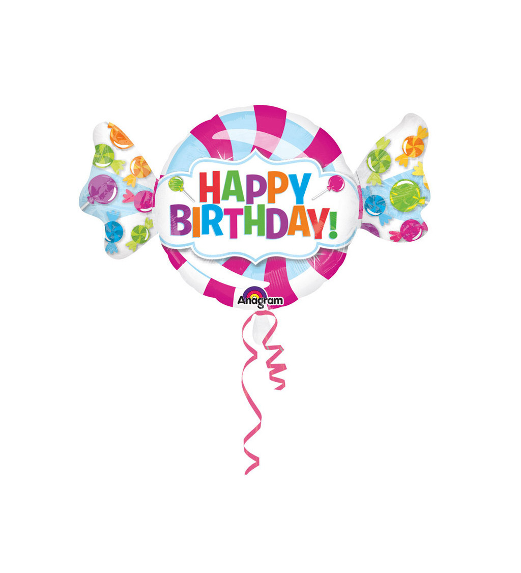 Balónek candy s nápisem Happy Birthday