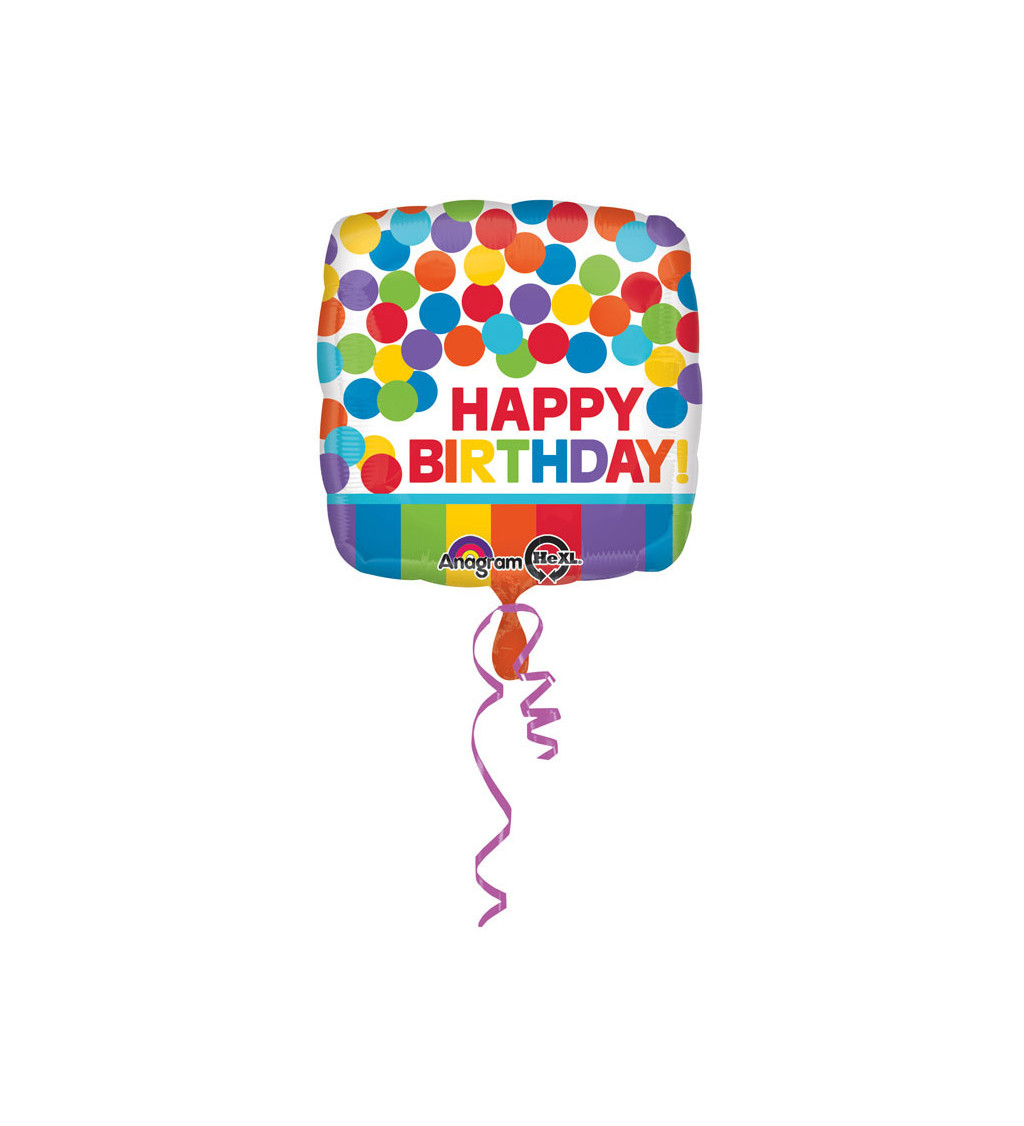 Čtvercový balónek s nápisem happy bday