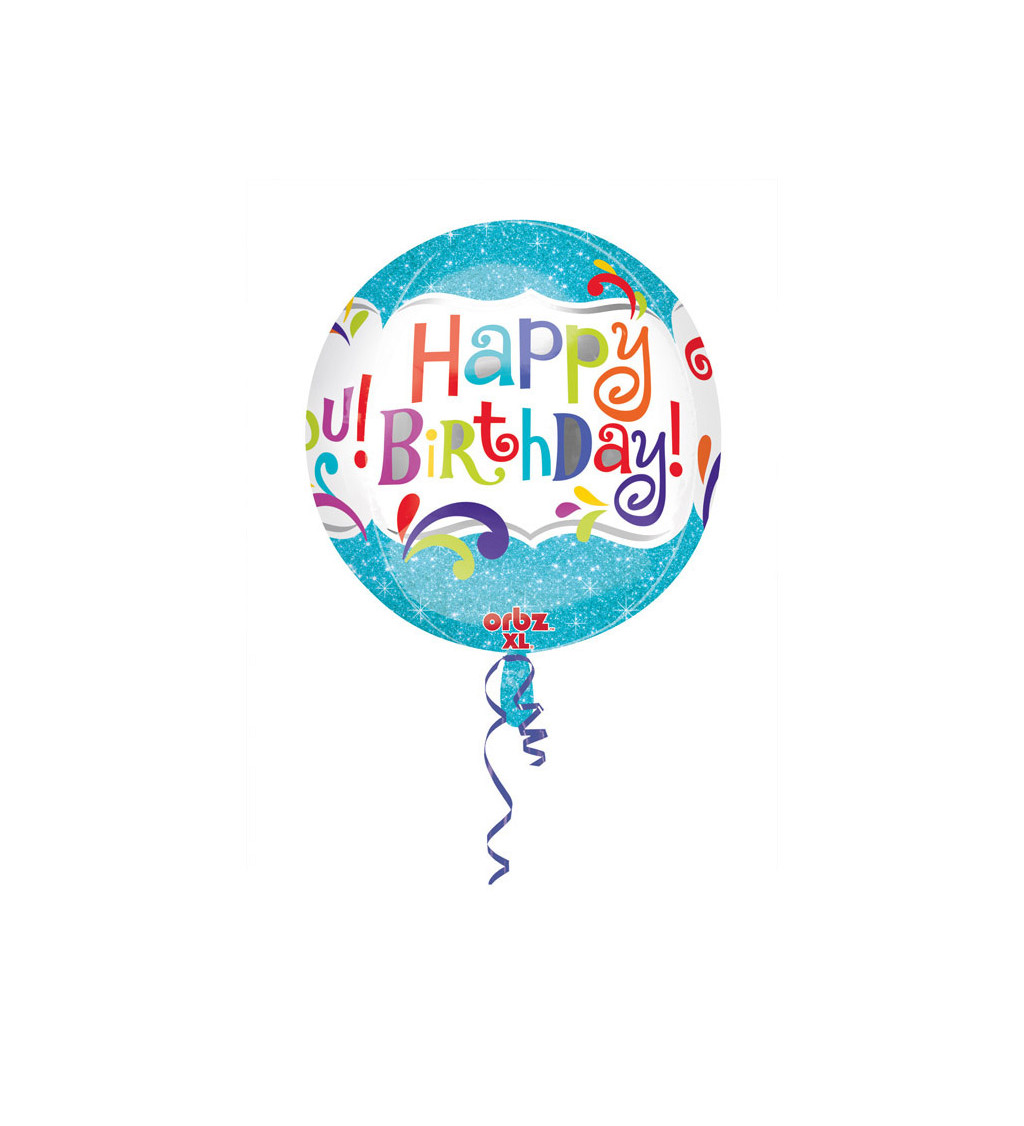 Happy Bday - modrý balónek