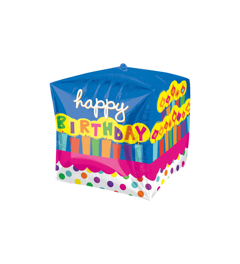 Fóliový narozeninový balónek - barevná kostka