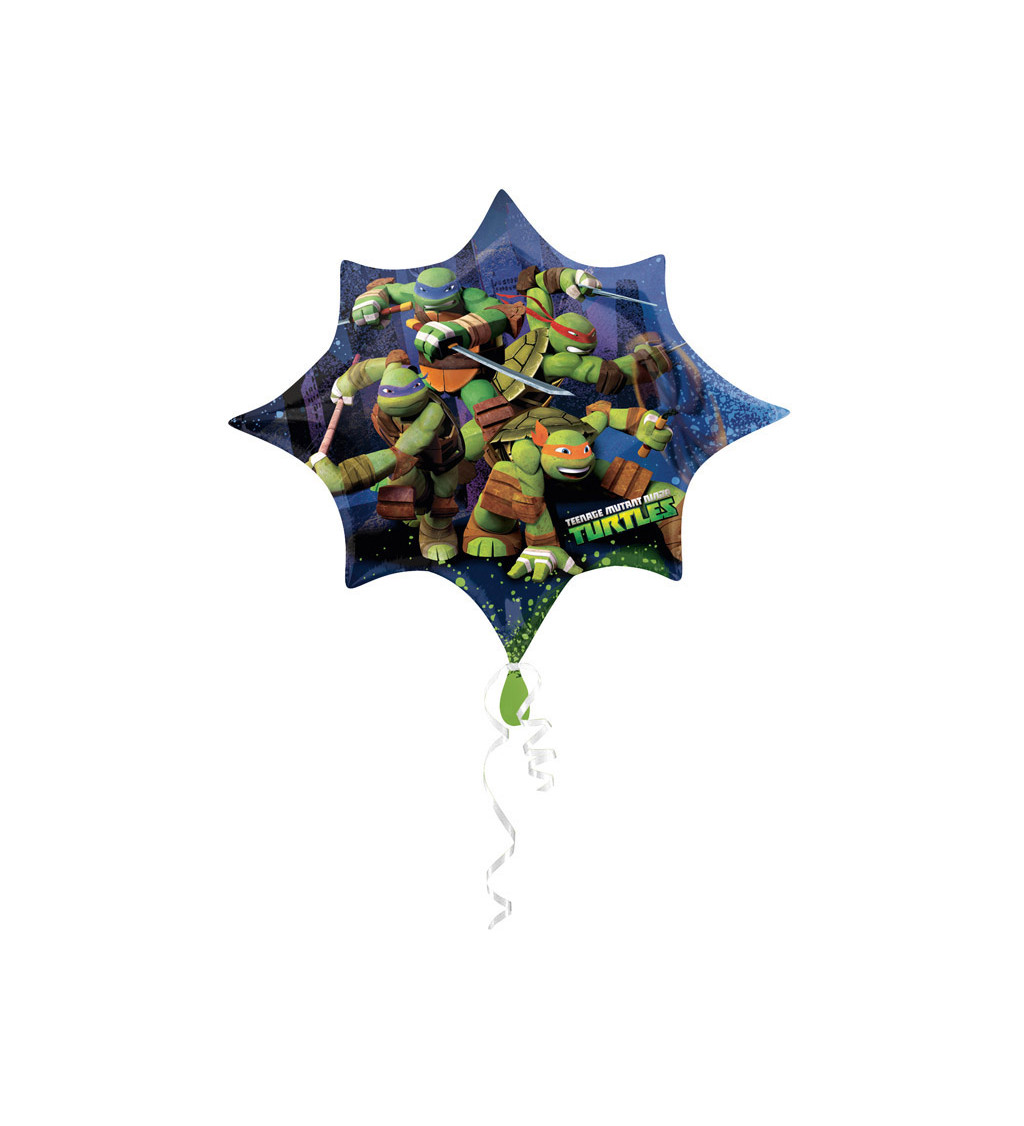 Fóliový balónek - hvězda s motivem Želvy Ninja