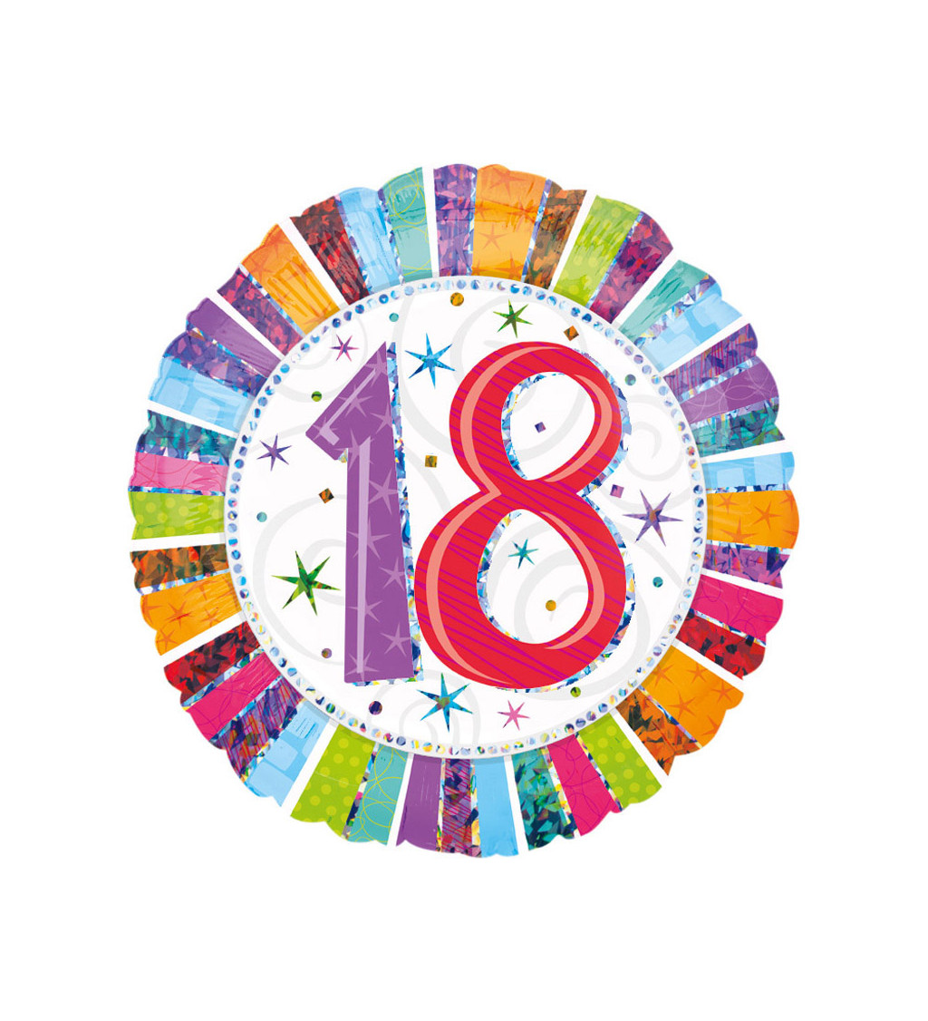 Fóliový balónek narozeninový - malý, kulatý s číslem 18