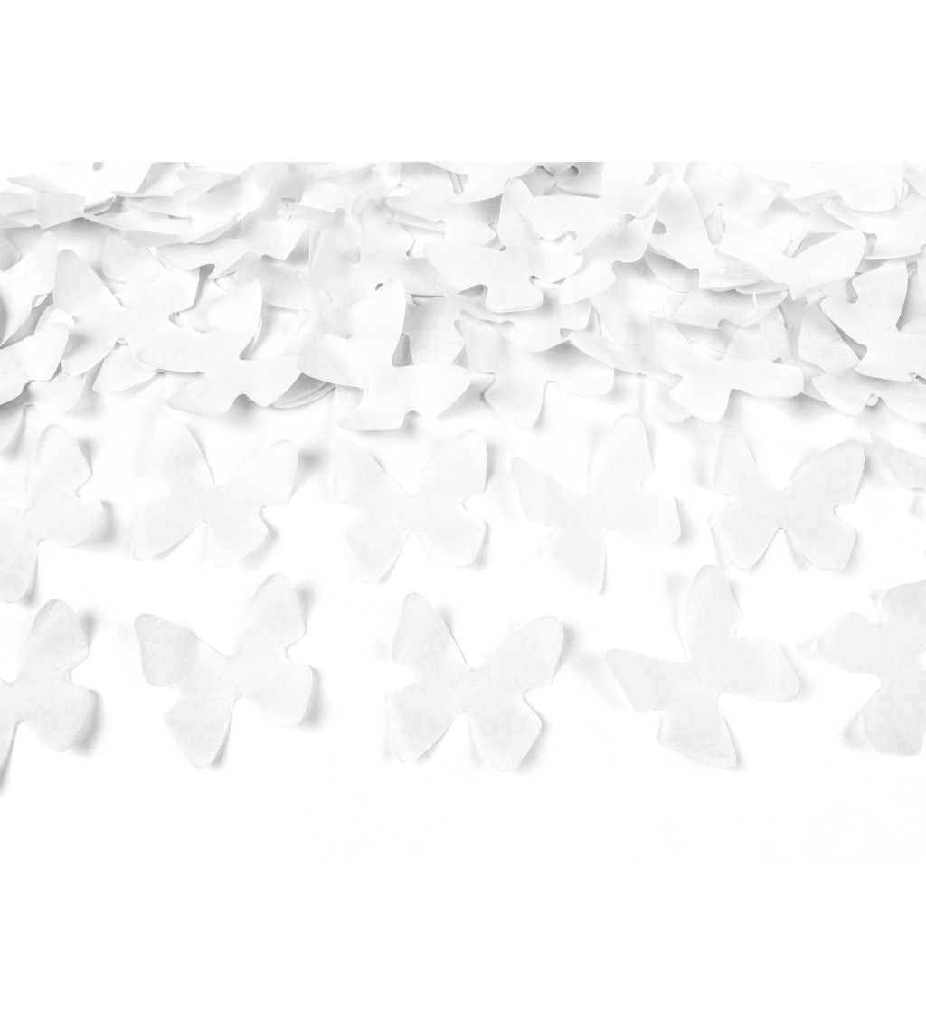 Vystřelovací konfety - bílý - motýly