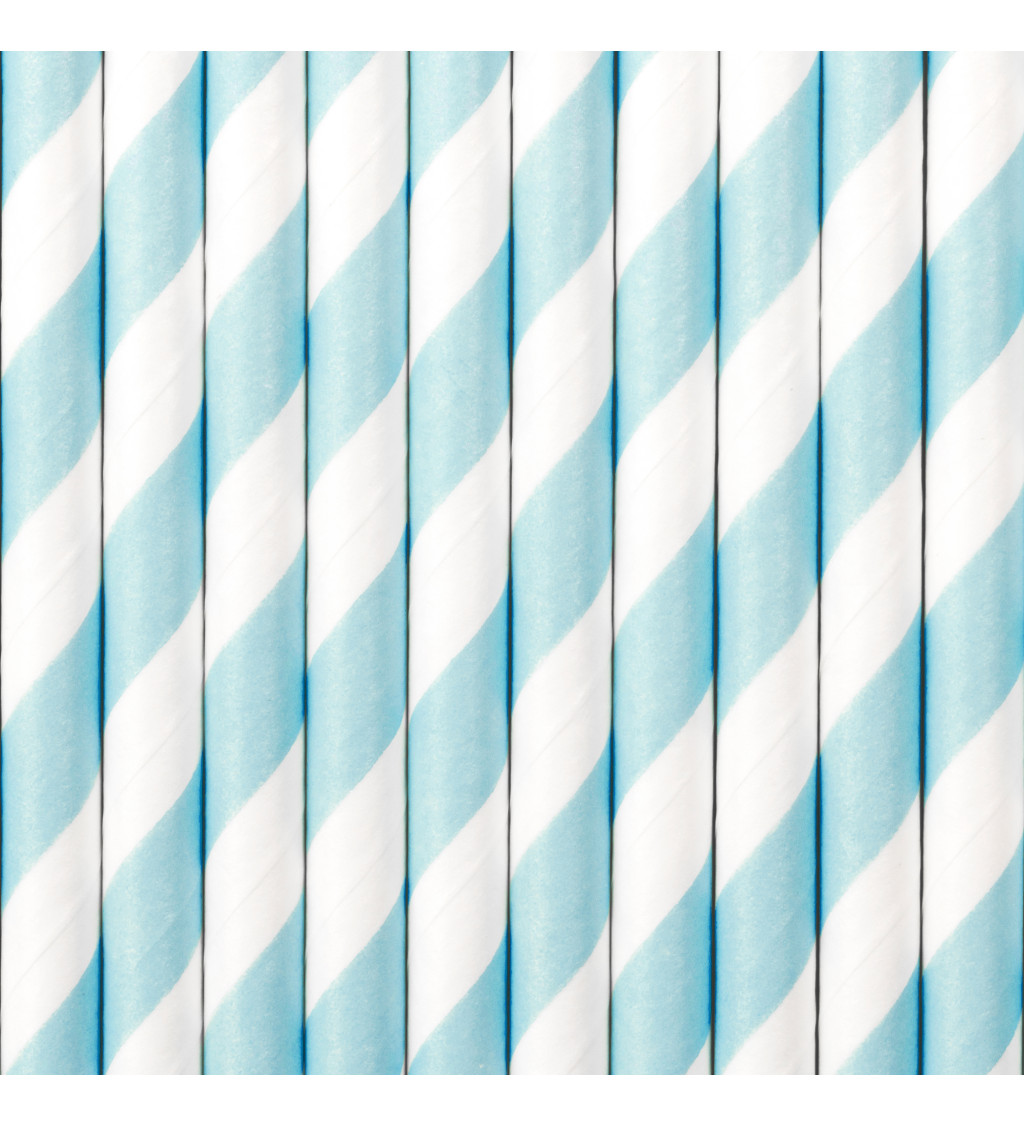 Brčka papírová s modrými proužky - bílá