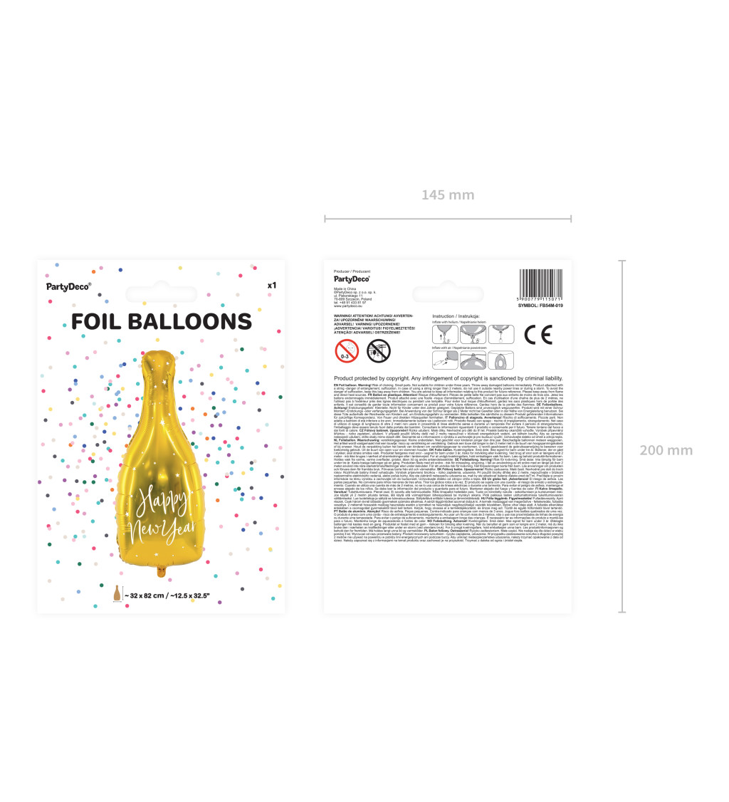 Balonek Novoroční lahev - fóliový