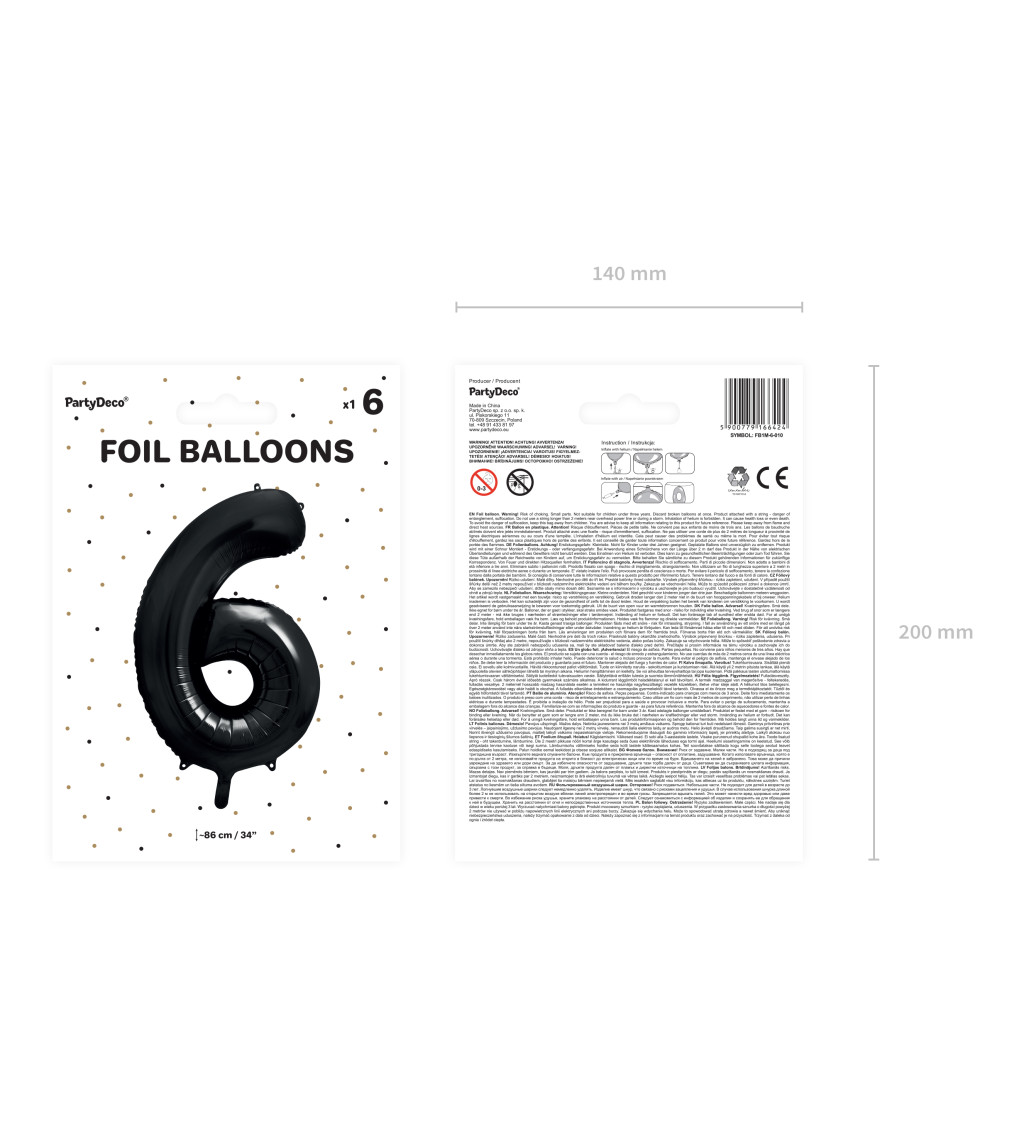 Fóliový balónek 6 černý
