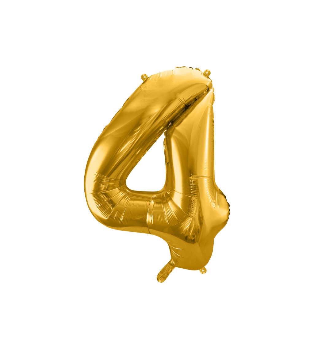 Fóliový balónek s číslem 4 - zlatý