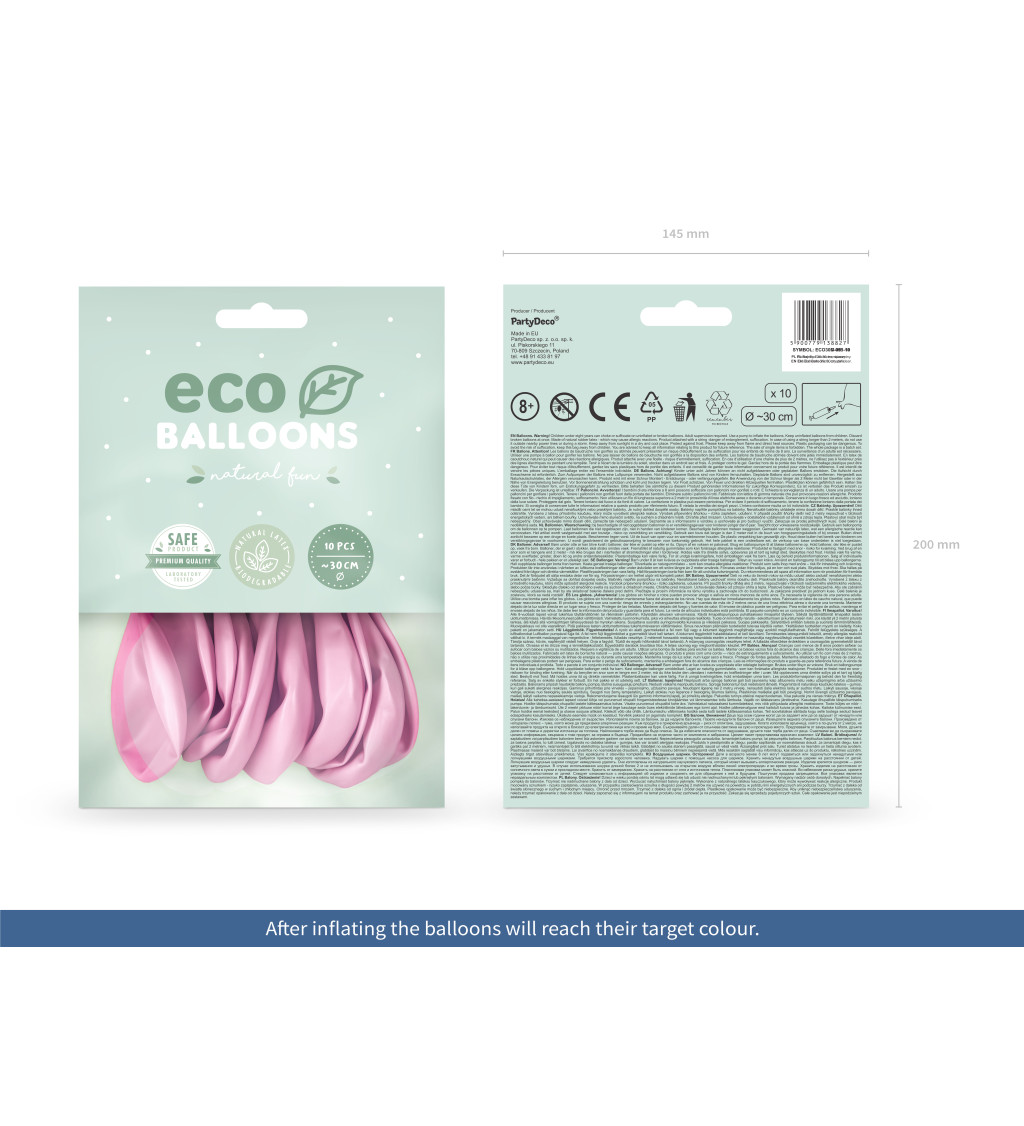 Latexové balónky - metalické růžové - Eko