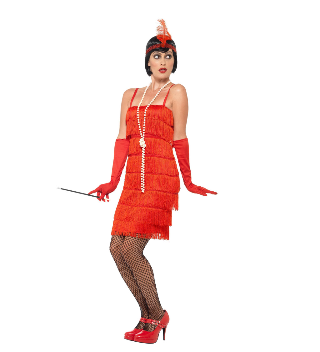 Červený flapper dámský kostým z 20. let
