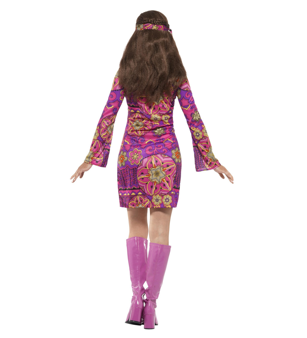 Růžové hippie dámské šaty