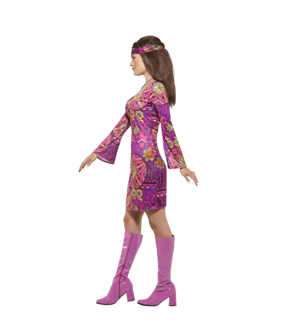 Růžové hippie dámské šaty