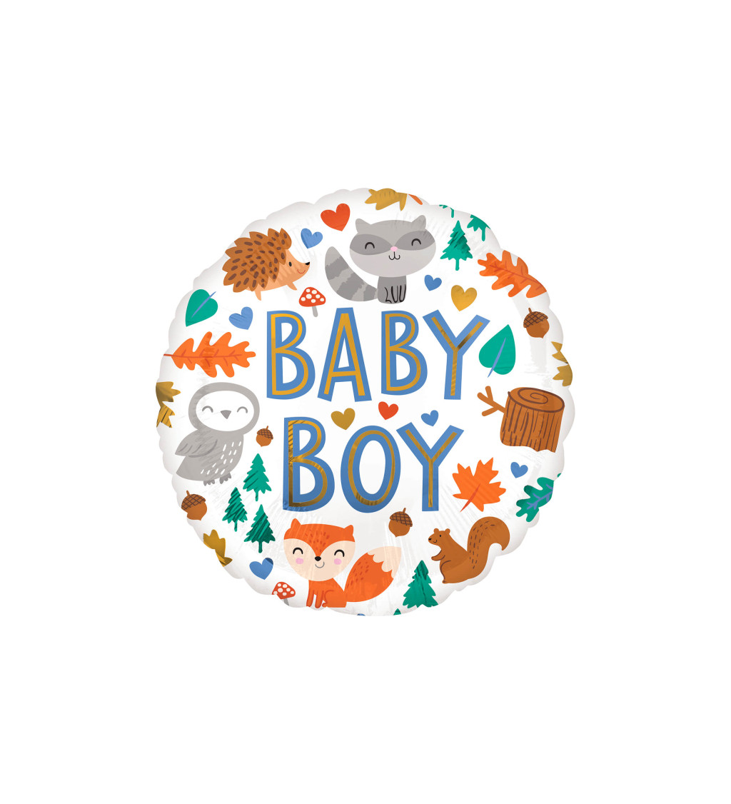 Fóliový balónek Baby boy s lesními zvířátky