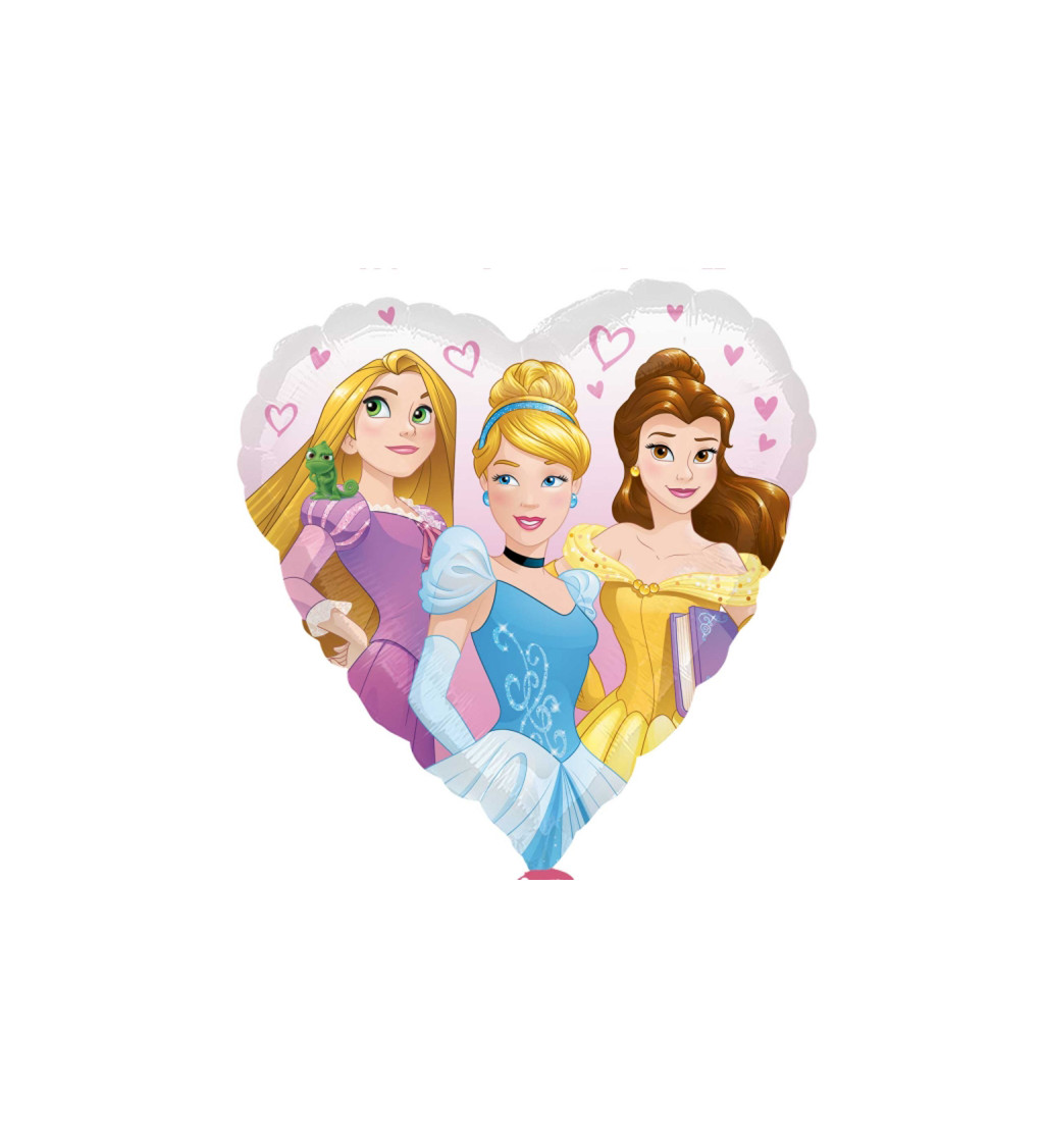 Fóliový balónek - srdce s princeznami