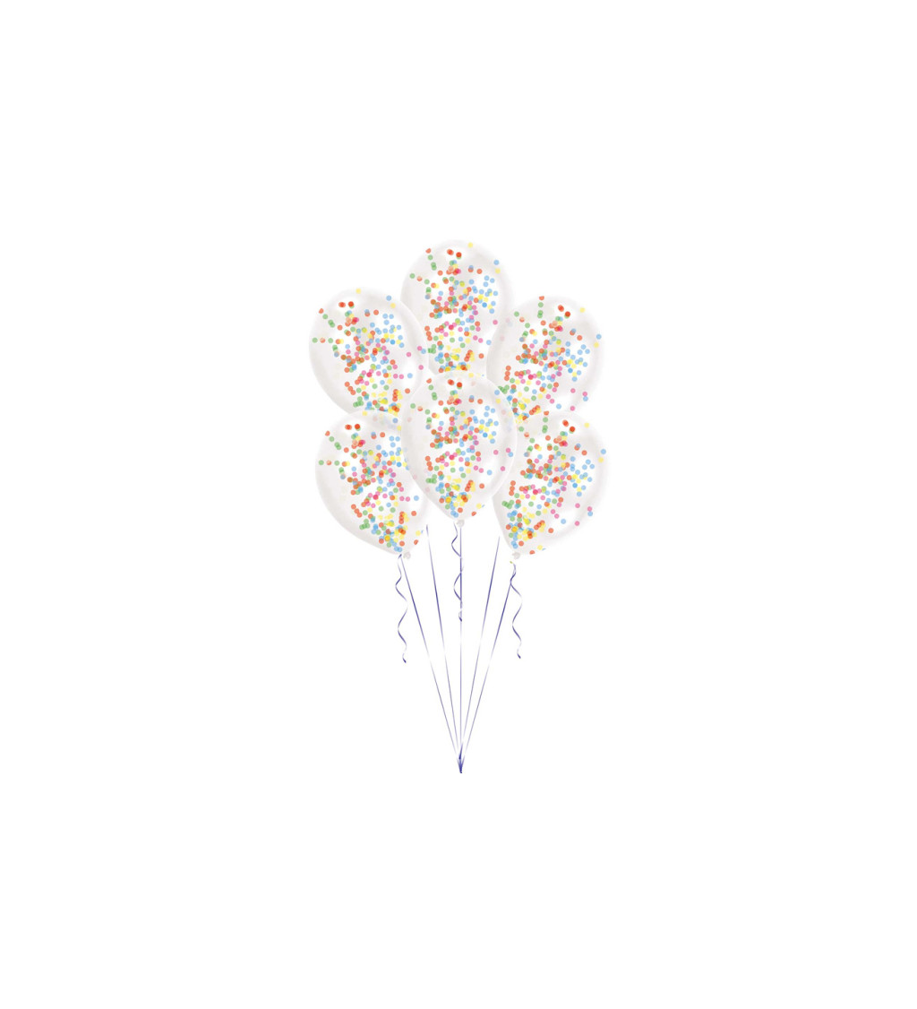 Latexové balónky s konfeti - multicolor 6ks