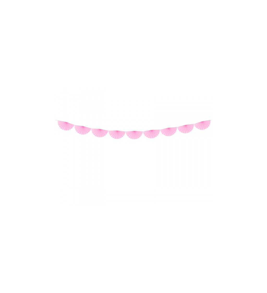 Girlanda - vějířky světle růžové menší