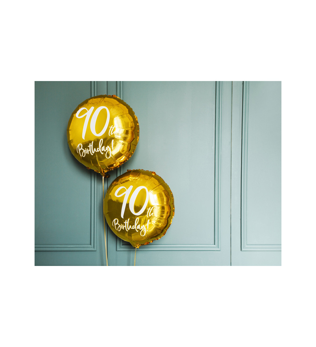 Fóliový balónek 90th birthday - zlatý