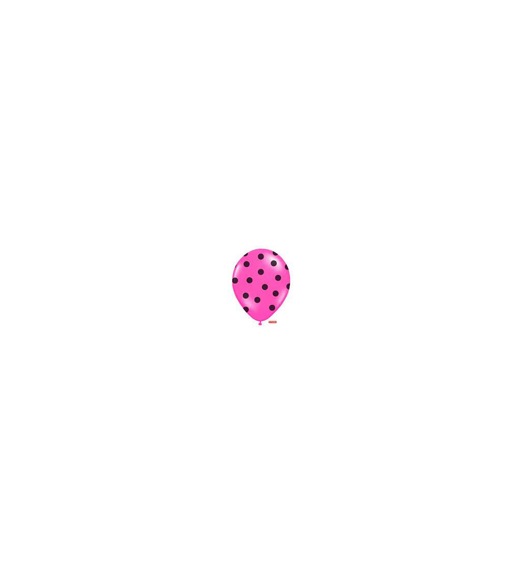 Balonek - tmavě růžový s černými puntíky 6 ks