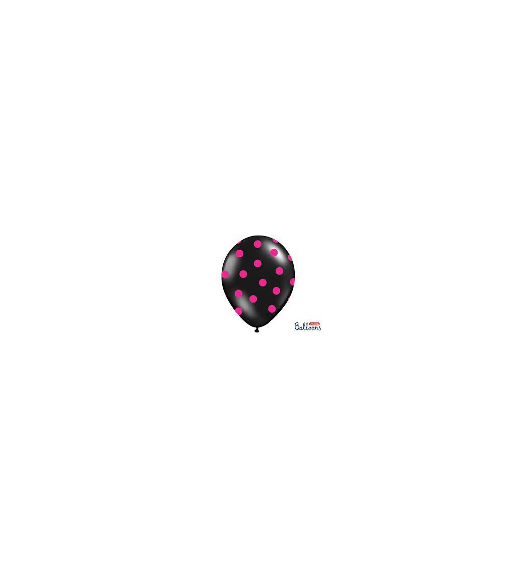 Balónky STRONG - černé s růžovými puntíky