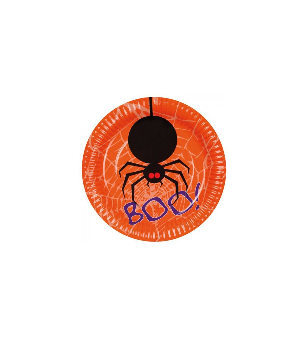 Talířek na Halloween s motivem pavouka