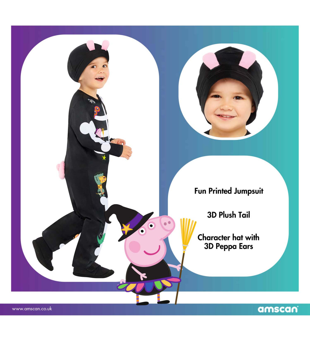 Dětský kostým Peppa Pig kostlivec