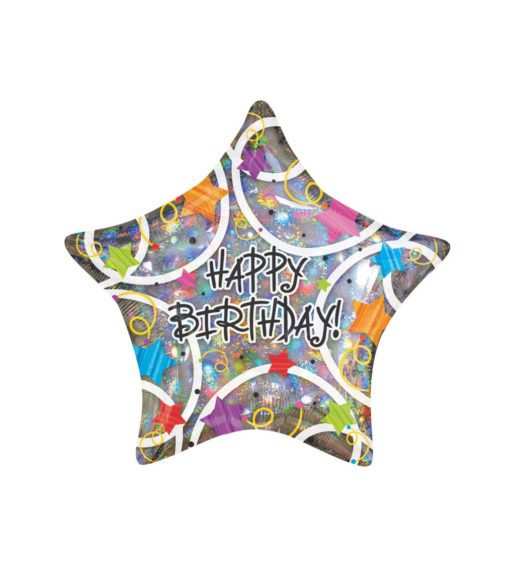 Fóliový narozeninový balónek - barevná hvězda