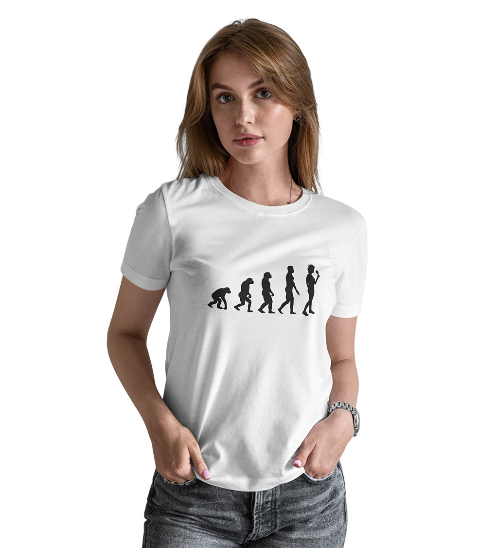 Dámské bílé triko - Evoluce ženy