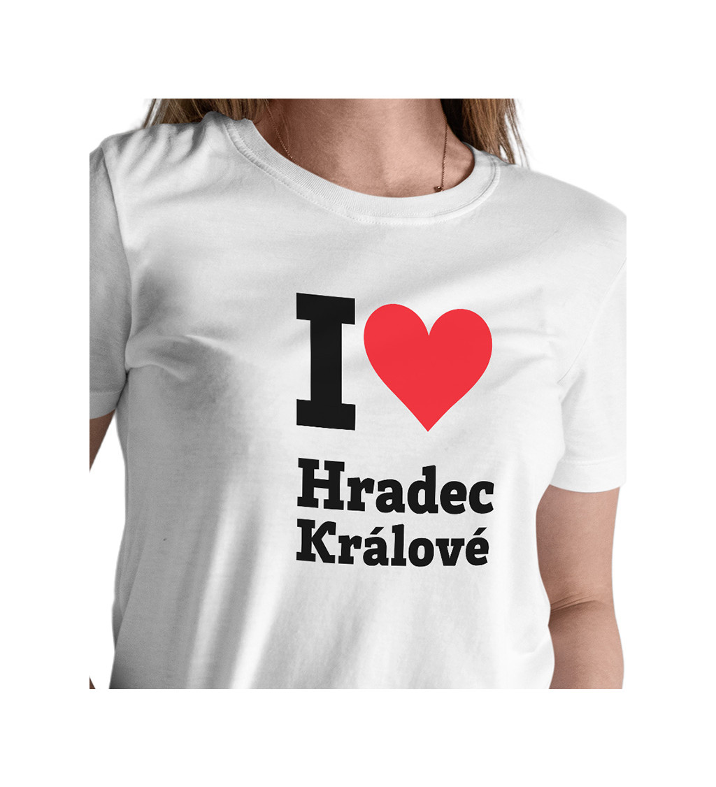 Dámské bílé tričko - I love Hradec Králové