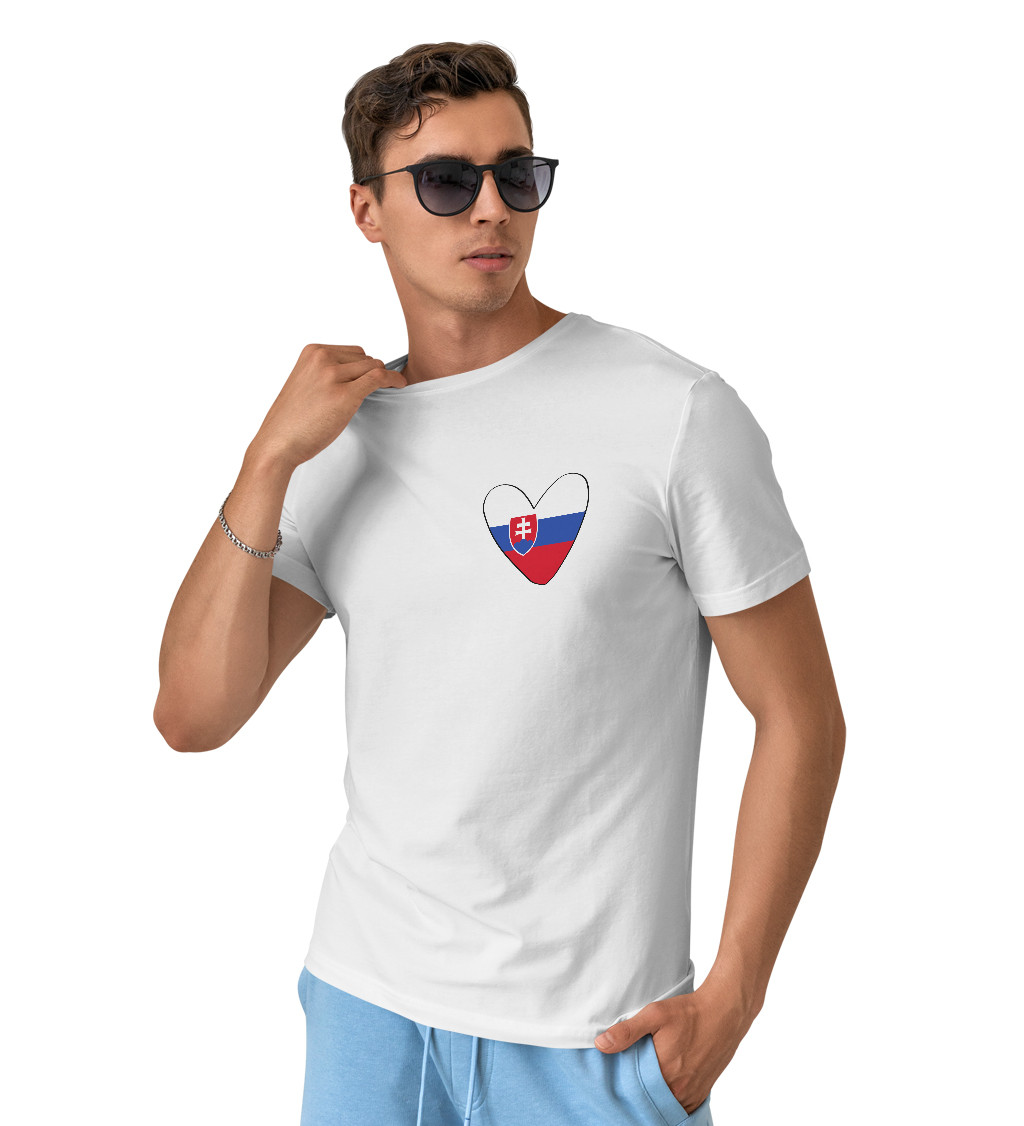 Pánské triko bílé - Srdce Slovensko