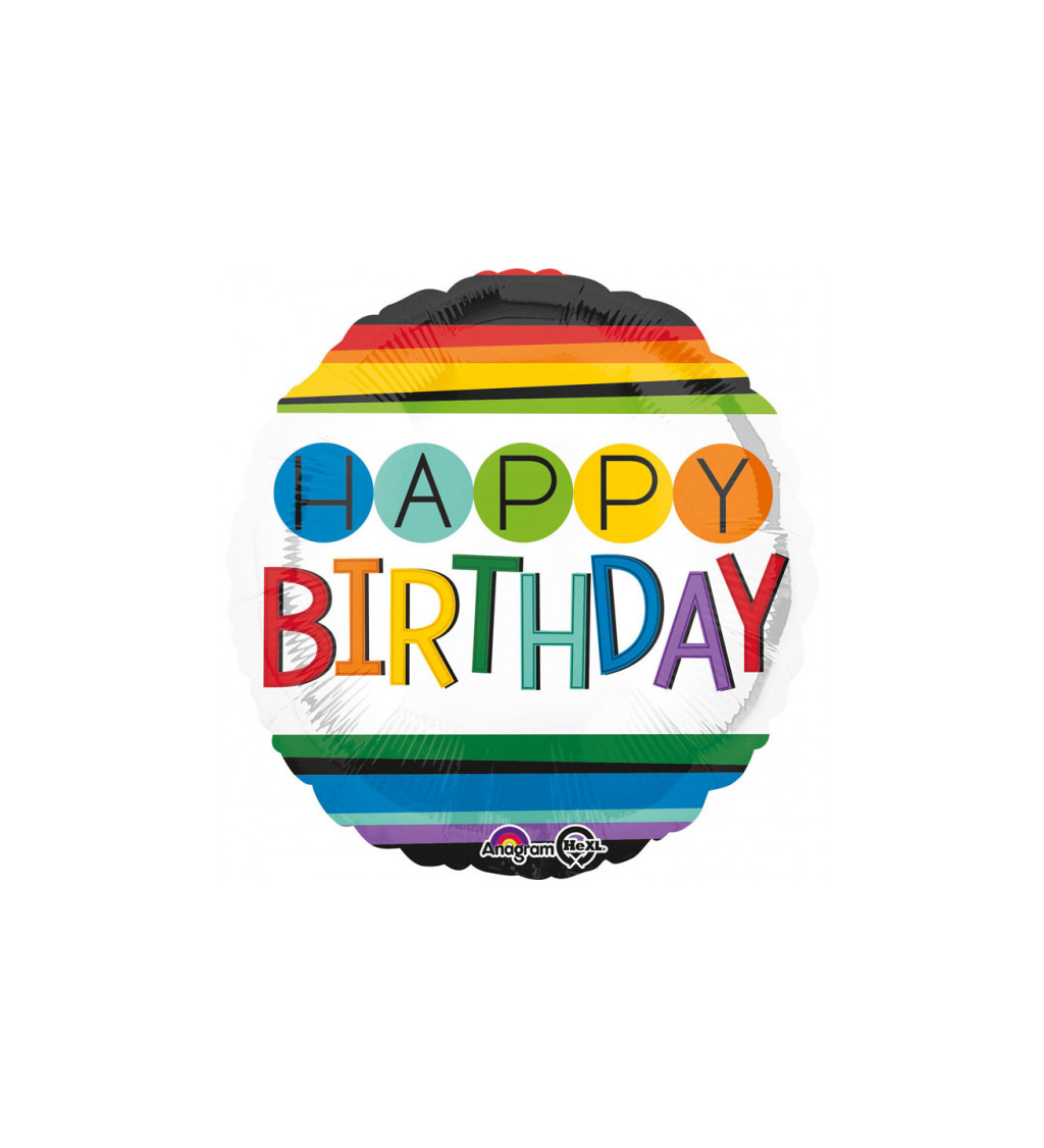 Balón Happy birthday - barevný