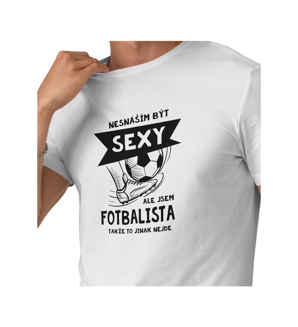 Pánské triko bílé - Sexy fotbalista