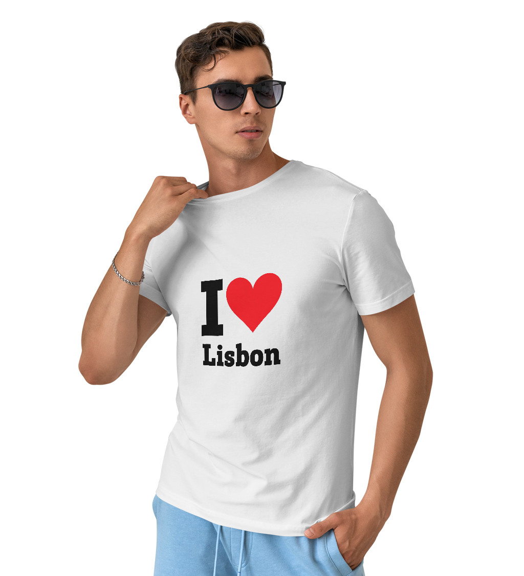 Pánské bílé triko s nápisem - I love Lisbon