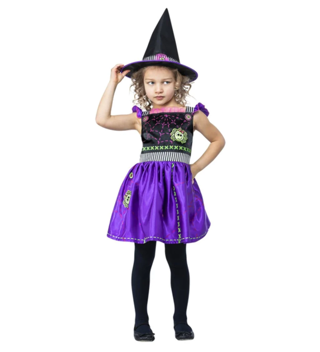 Čarodějka fialový dětský kostým
