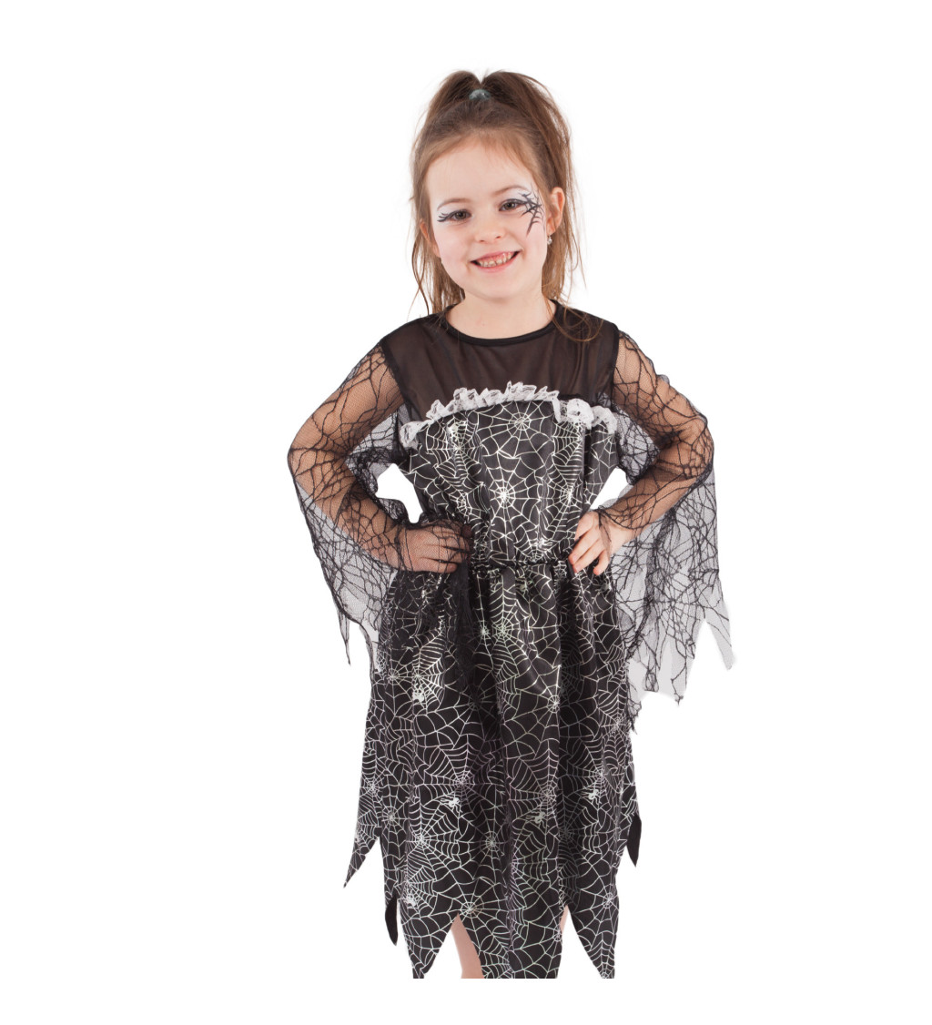 Dětský kostým Čarodějnice - šaty s pavučinkami