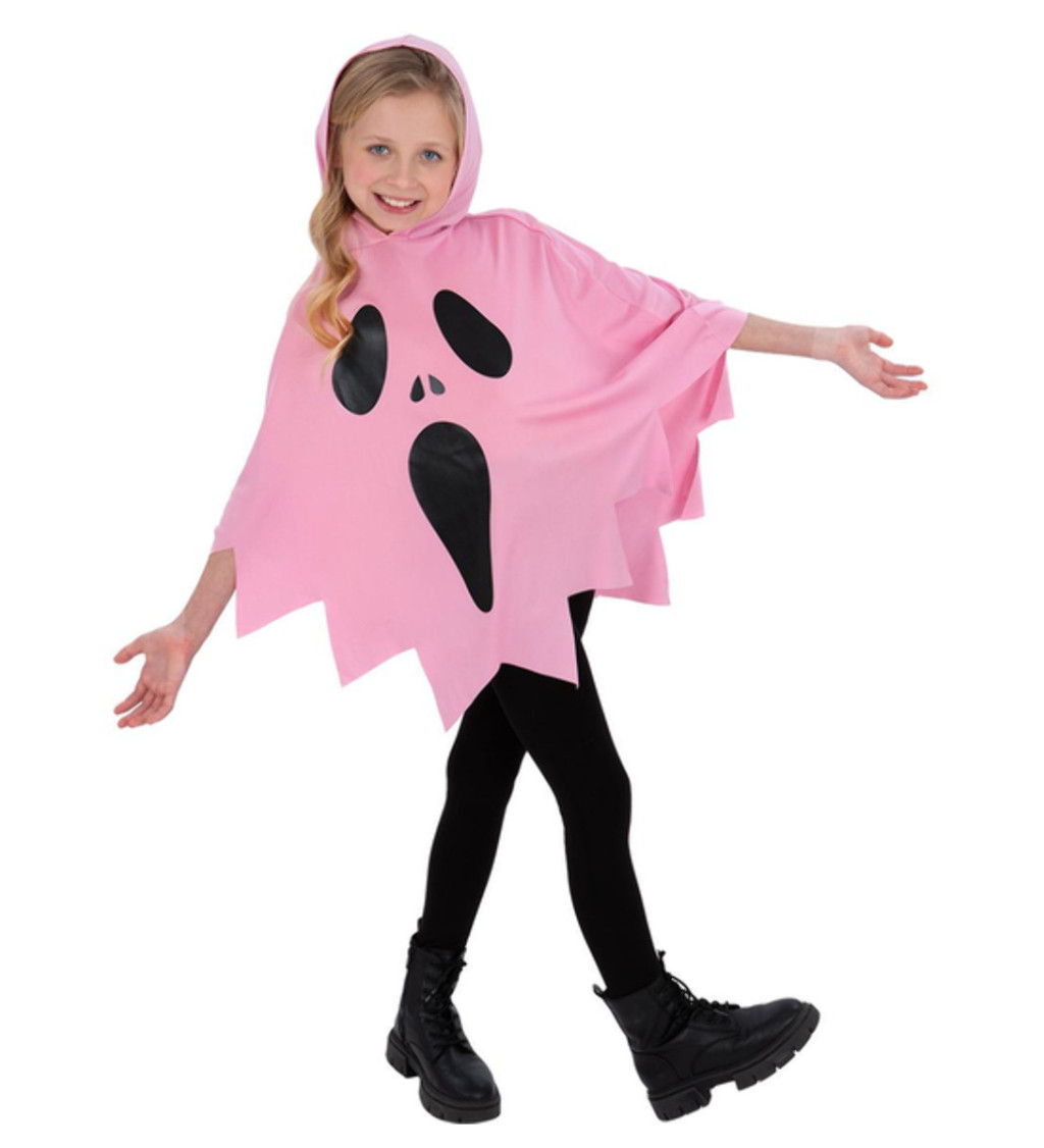 Dívčí kostým - růžové strašidelné pončo