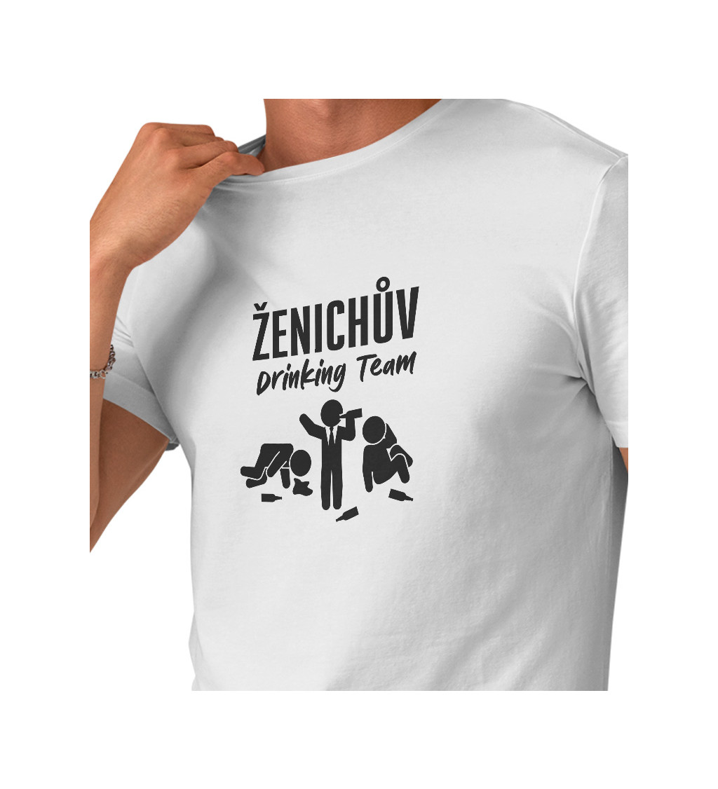 Pánské tričko bílé - Ženichův drinking team