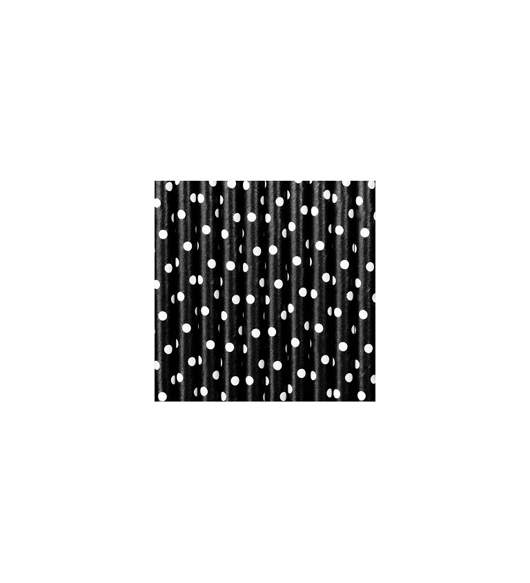 Brčka papírová s puntíky - černá