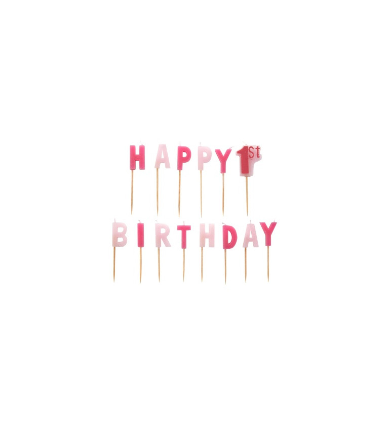 Svíčky růžové - Happy 1st birthday