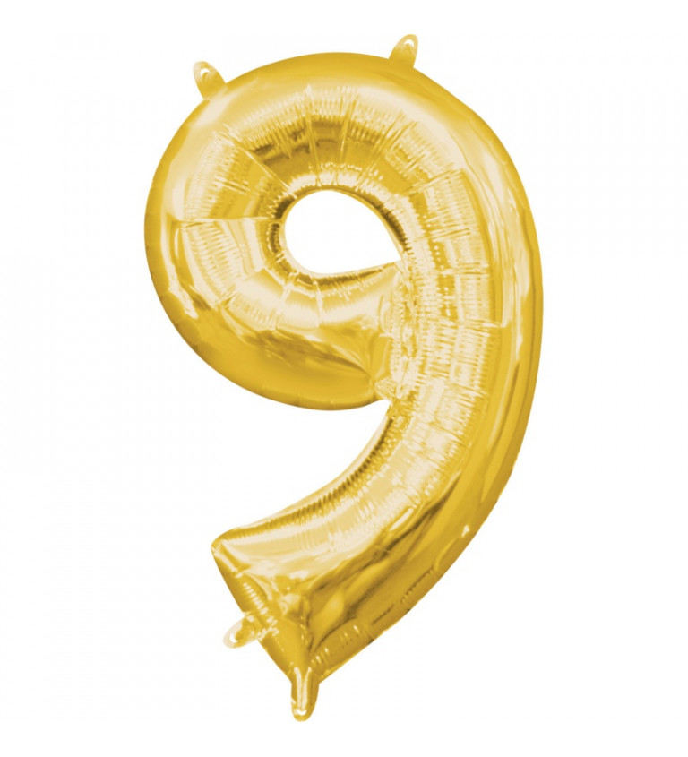 Číslo 9 - Zlatý mini fóliový balónek