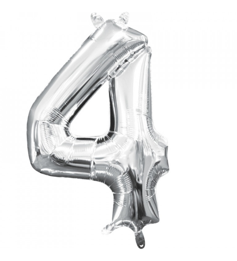 Fóliový balónek - malé stříbrné číslo 4