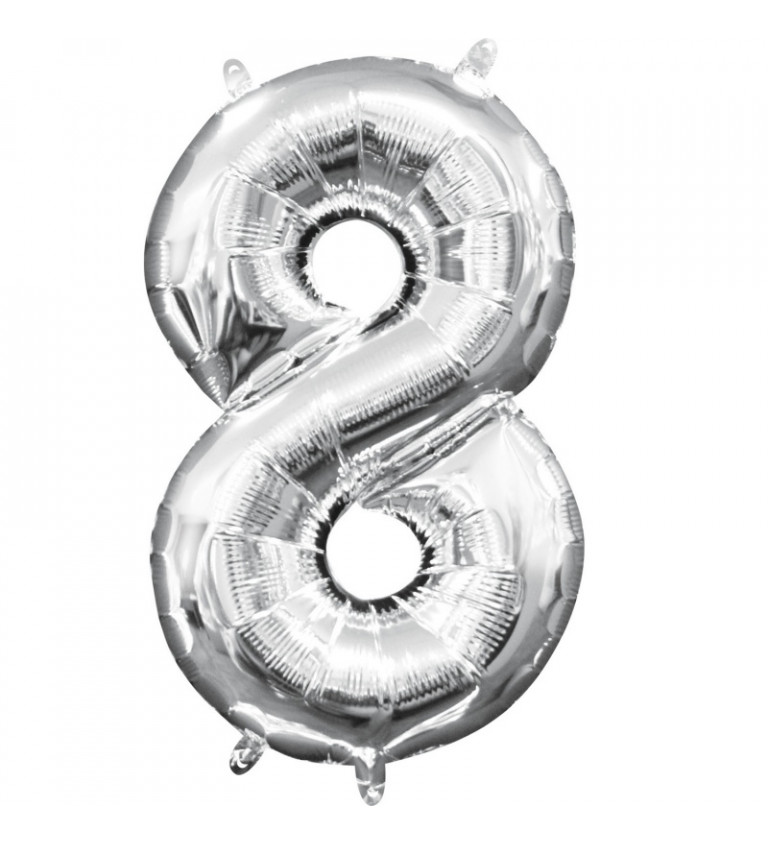 Fóliový balónek - malé stříbrné číslo 8