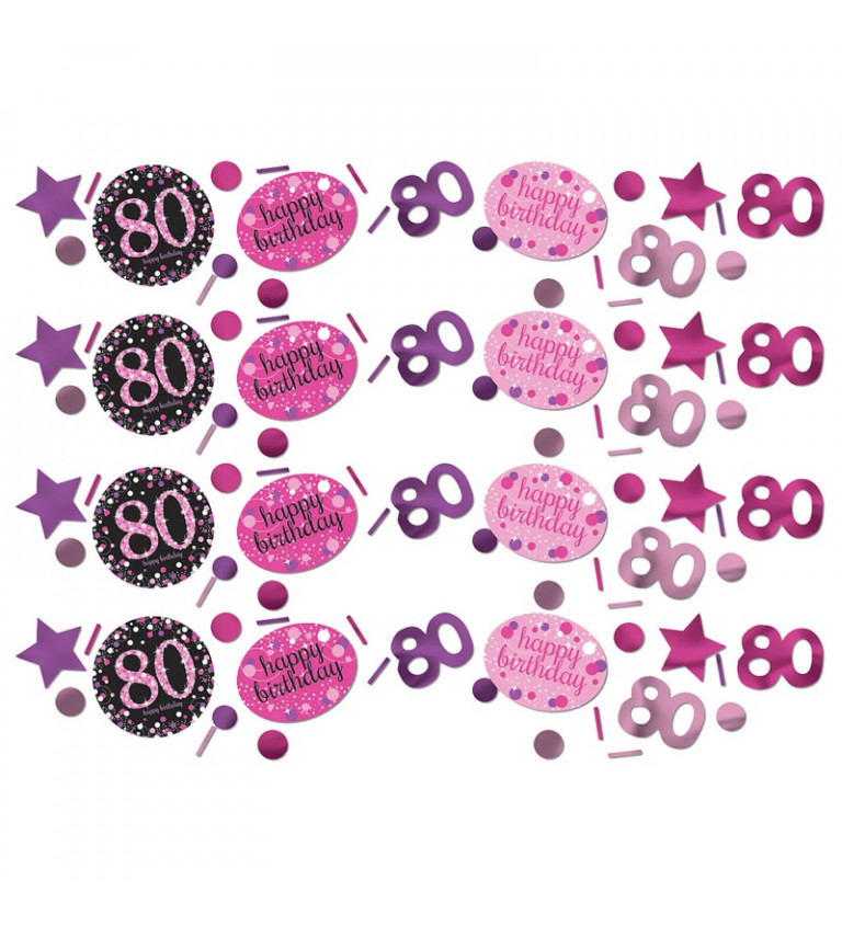 Růžové narozeninové konfety - 80