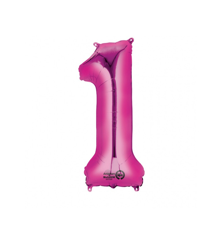 Fóliový balónek velký - růžové číslo 1