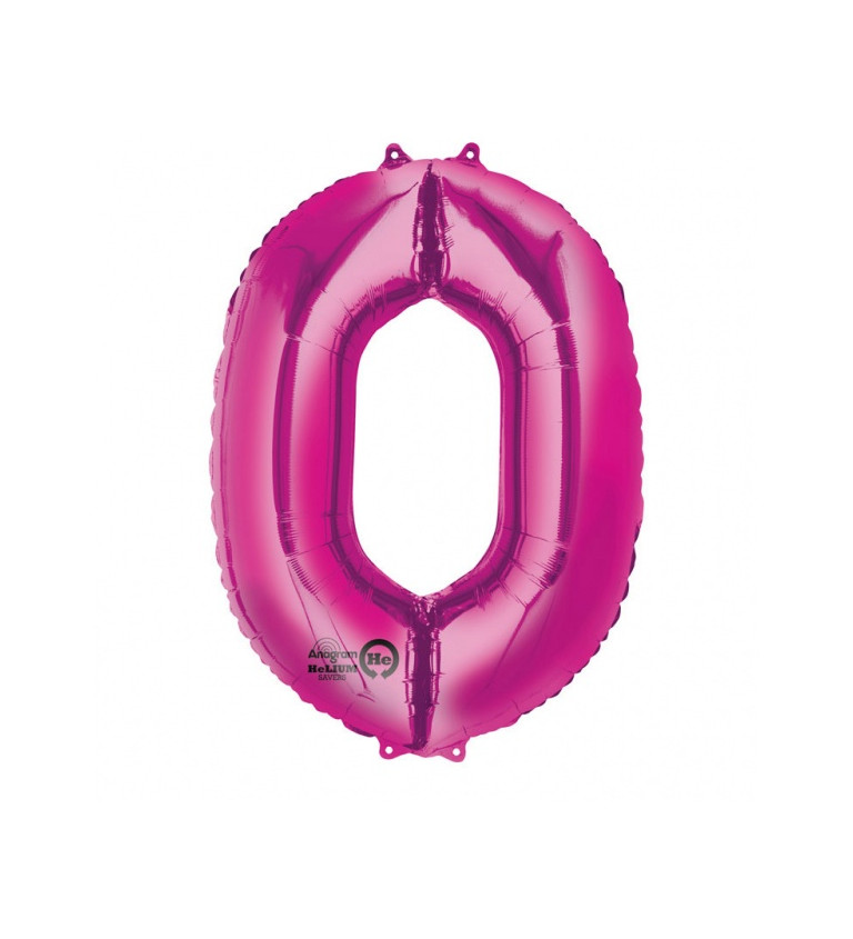 Fóliový balónek velký - růžové číslo 0