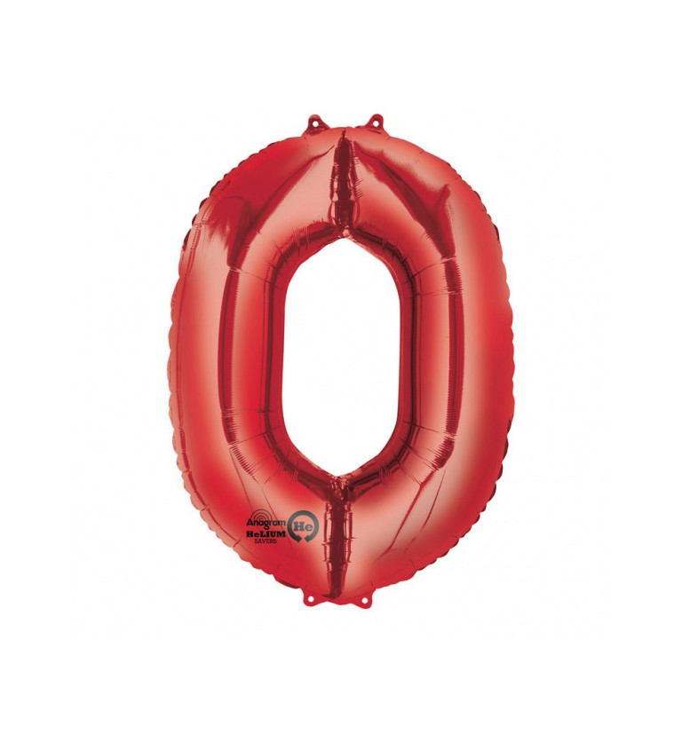 Fóliový balónek velký - červené číslo 0
