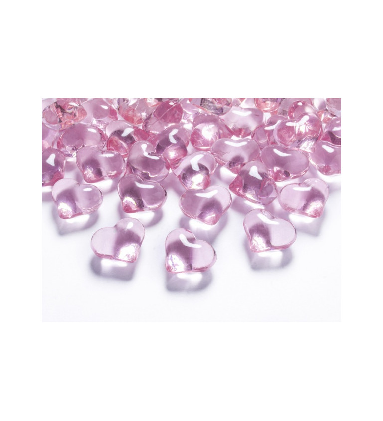 Dekorativní krystalky srdíčka - světle růžové