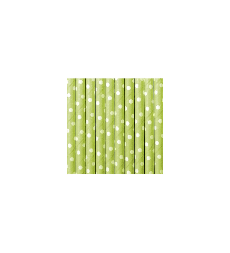 Brčka papírová s puntíky - zelená