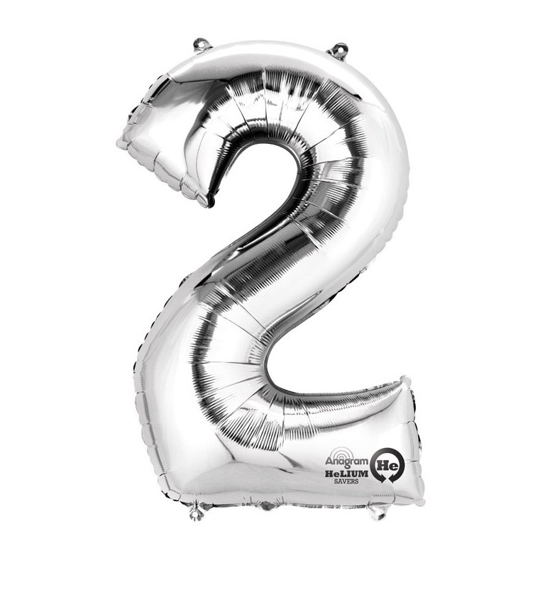 Balonek "2" velký - stříbrný