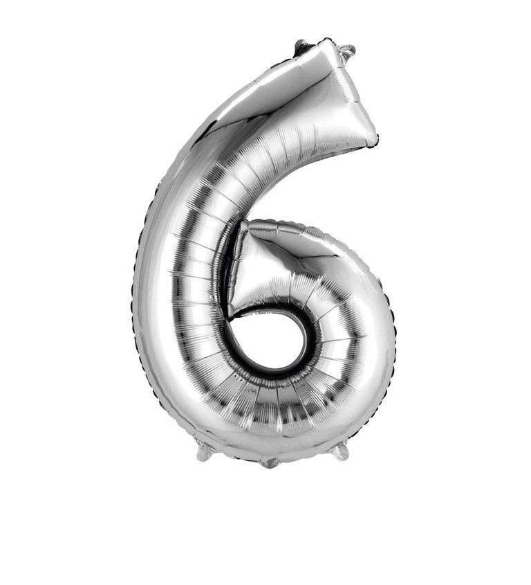 Balonek "6" velký - stříbrný