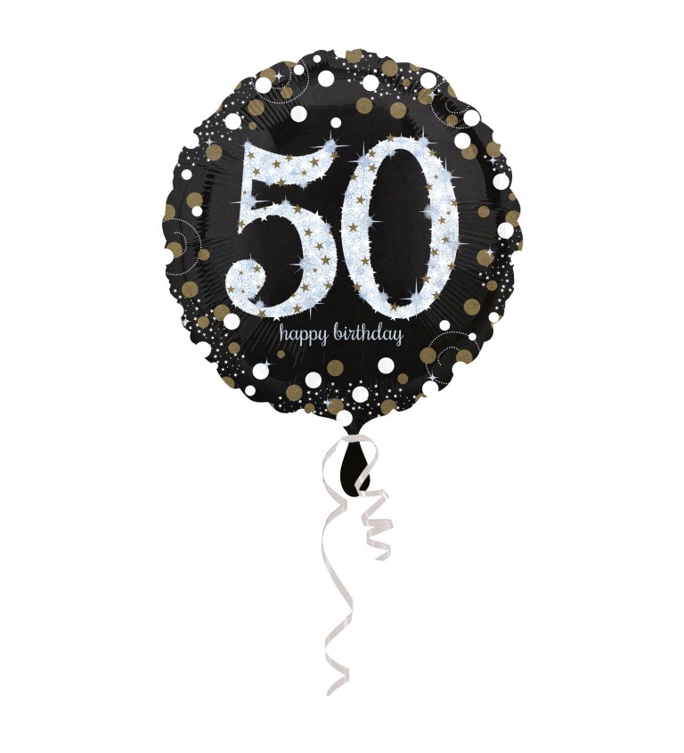 Balonek 50 - třpytivě stříbrný